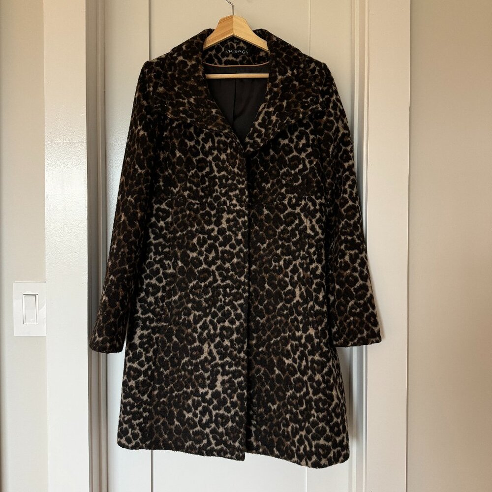Via Spiga Leopard Print Wool Coat